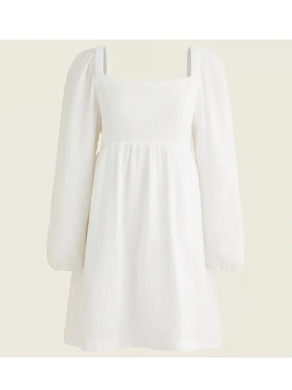 Crew soft gauze mini dress with a square neck and long puff sleeves size S